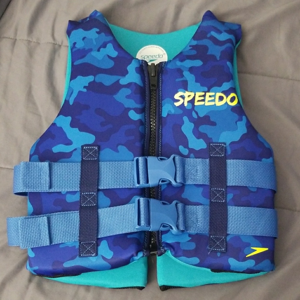 Blue camo speedo life jacket